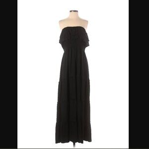 Pure Energy Plus Size 2X Black Tiered Strapless Maxi Dress